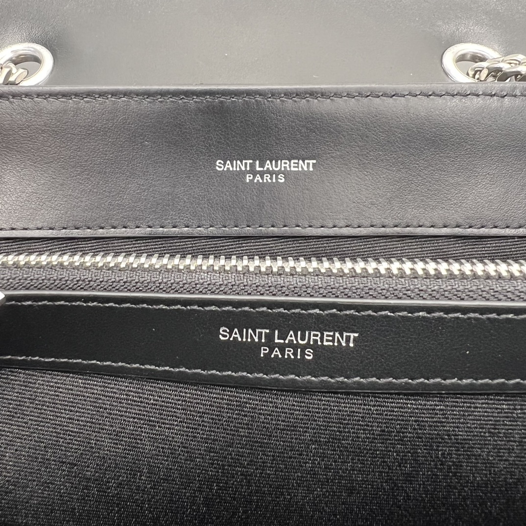 Saint Laurent Loulou Quilted Calfskin Shoulder Bag Handbag Black 457749 Silver